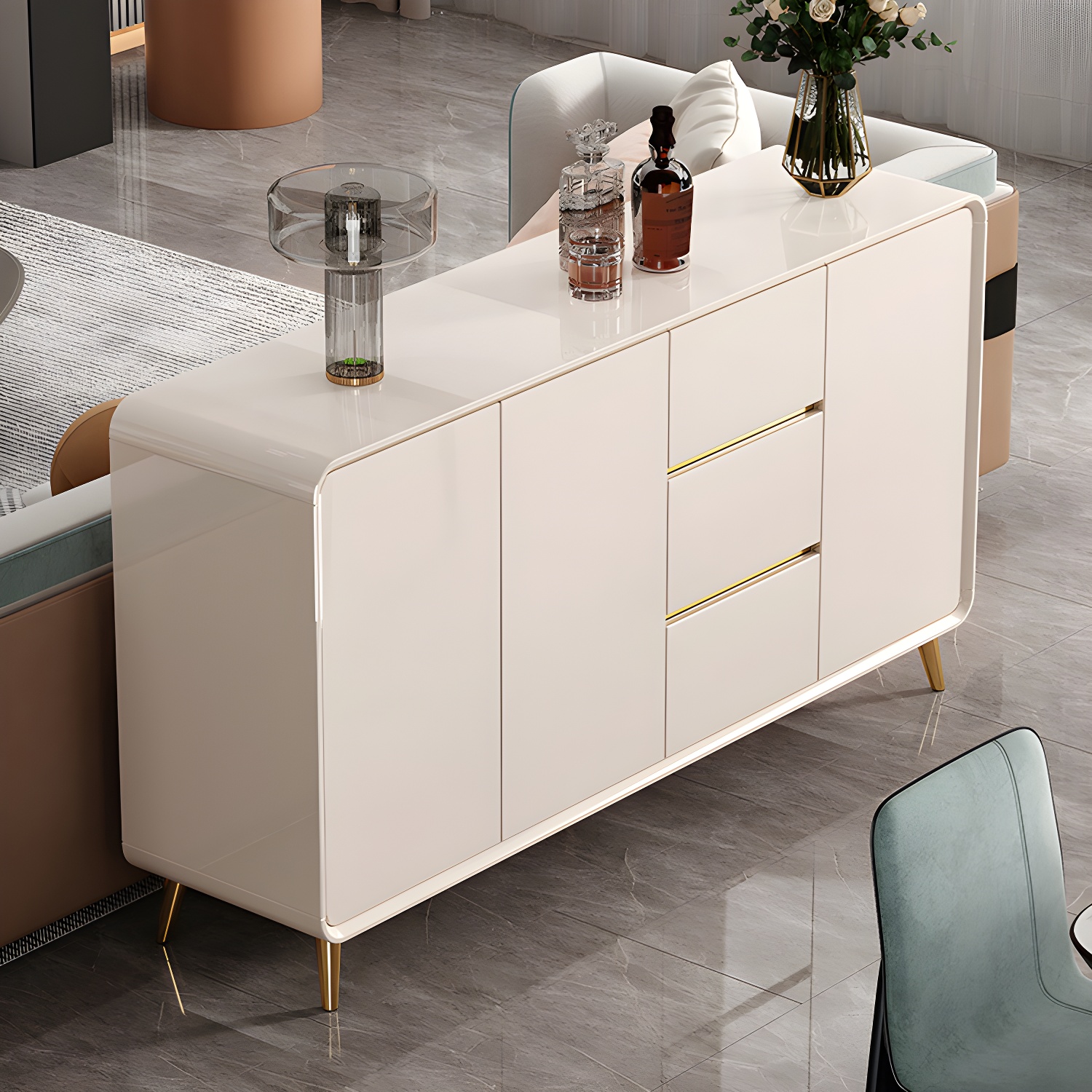 Glam White Sideboard Credenza | Ormau - image 2