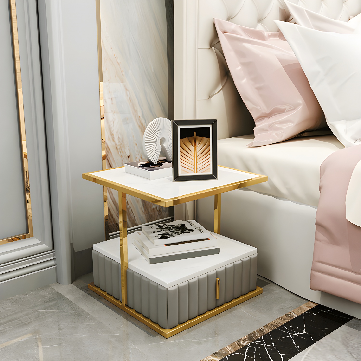 Modern Stone Top Nightstand | Ormau - image 4